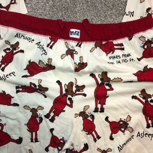 Drawstring Waist Moose Pajama Pants